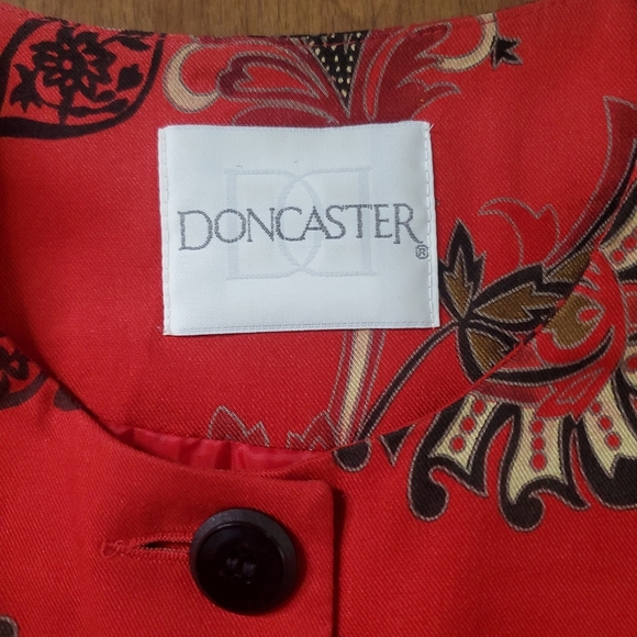 Vintage Doncaster Womens Wool Blend Blazer Jacket Size 14 Red Hue Boho Floral - Picture 2 of 12